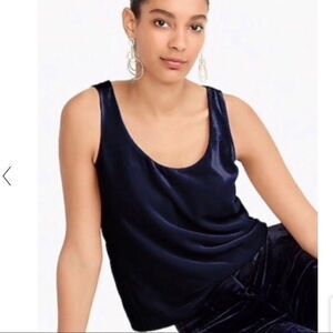 NWT J Crew Twilight Navy Blue Velvet Scoop Neck Tank Relaxed Party Holiday 2